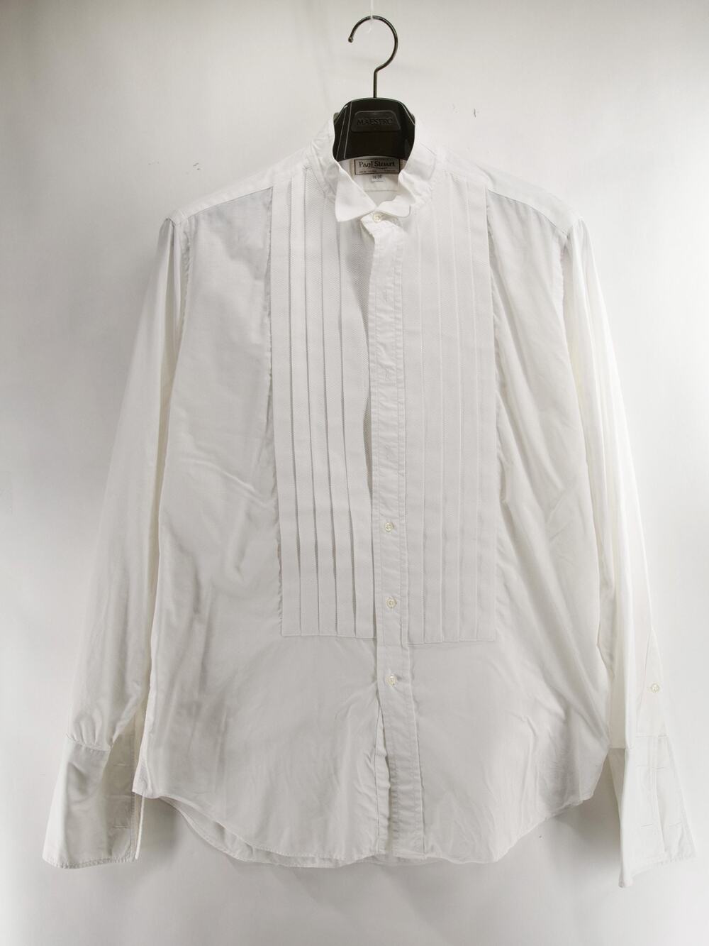 VTG Paul Stuart Tuxedo Shirt Men 16 34 White Pleat Wing Collar Swiss Fabric USA